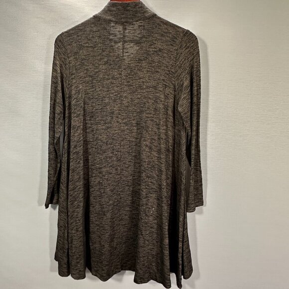 Sun Kim Sweater Womens Small Cardigan Full Zip Brown Black Stretch Pockets Swing - Picture 8 of 8